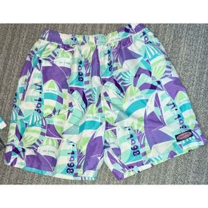 Vineyard Vines 1998 Chappy Swim Trunks aqua purple green blue Mens Size M